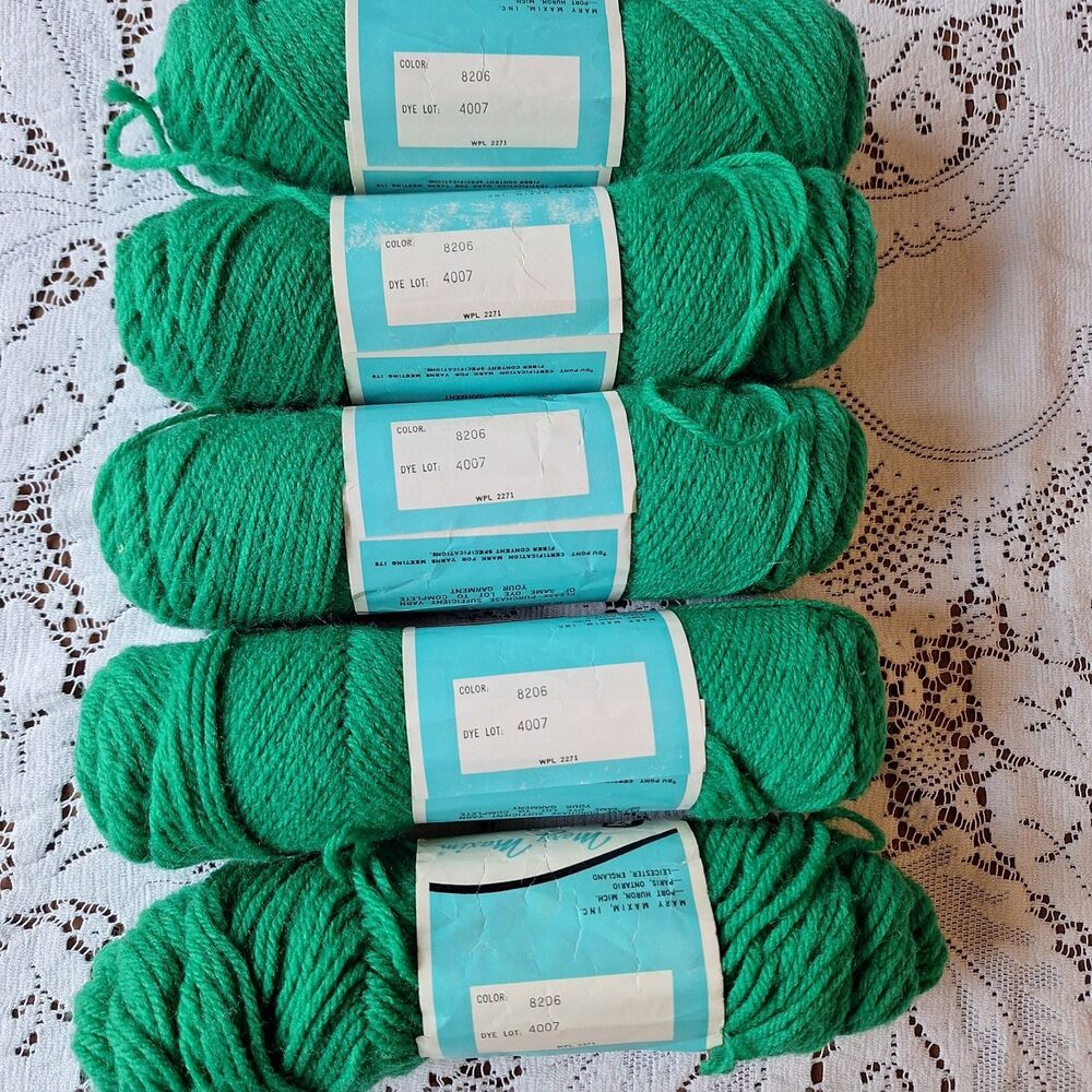 Vintage Mary Maxim Starlette 4 Ply Worsted Weight Green Yarn